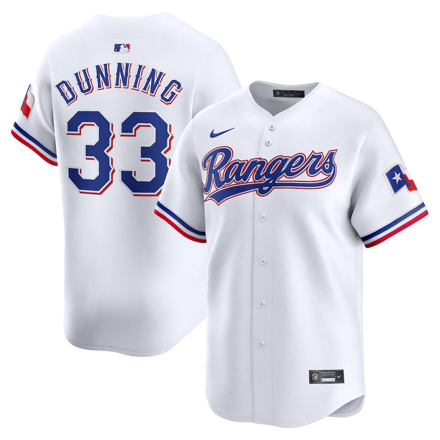 Men's Texas Rangers Dane Dunning #33 White Home Limited Jersey
